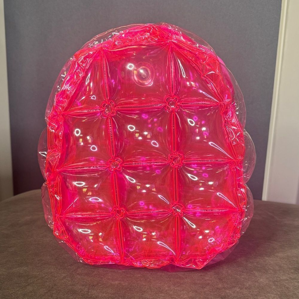 Pink Inflatable Bubble Backpack Zipper Closure One Size NEW